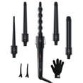thumbnail image 1 of 5 in 1 Curling Iron Wand Set, Ohuhu Upgrade Curling Wand 5Pcs 0.35 to 1.25 Inch Interchangeable Ceramic Barrel Heat Protective Glove, Dual Voltage Hair Crimper for All Hair Type,, 1 of 8