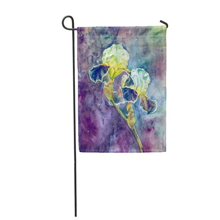 SIDONKU Blue Aquarelle Watercolor Abstract Iris Colorful Beautiful Beauty Bloom Garden Flag Decorative Flag House Banner 12x18 inch