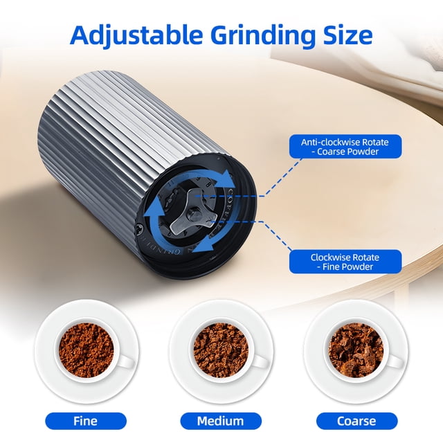 Manual Coffee Bean Grinder Capacity 25g with Stainless Steel Conical Burr Stepless Adjustable Setting Portable Hand Coffee Mill for Cold Brew / French Press / Drip