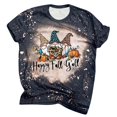thumbnail image 2 of Pntutb Mujeres Casual Manga corta Corbata digital Impresión O-cuello Camiseta suelta Blusa Día de Acción de Gracias tops Pntutb Pntutb-867, 2 of 3
