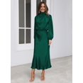thumbnail image 1 of Vestido de primavera y otoño con diseño de sentido del diseño, vestido de manga larga con cuello halter, vestido de noche elegante de satén de alta sociedad, 1 of 6