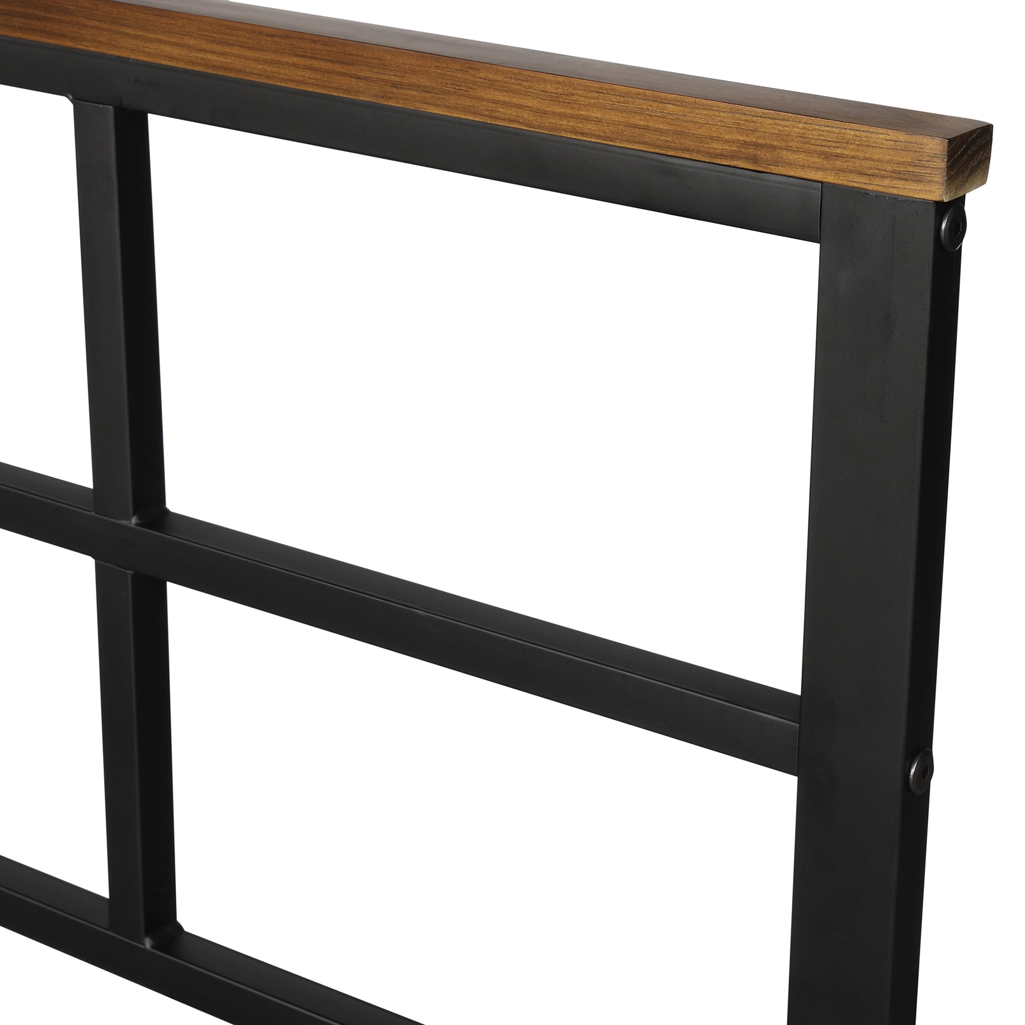 Kepooman Modern Queen Size Metal Bed Frame with Wood Decoration, Platform Bed with Headboard and Footboard, Black Kepooman Modern Queen Size Metal Bed Frame with Wood Decoration, Platform Bed with Headboard and Footboard, Black