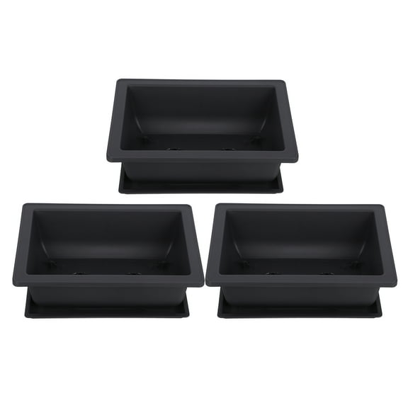 TEHAUX 3-Pack Dark Brown Rectangular Plastic Plant Pots with Drainage Holes for Indoor Plants, Versatile and
