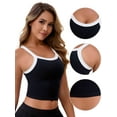 thumbnail image 3 of Unique Bargains Women's Spaghetti Strap Contrast Color Cropped Camisole S Black, 3 of 6