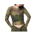 thumbnail image 1 of Liacowi Women's Long Sleeve Sheer Mesh Tops See Through Blouse Shirt Wild Stylish Fitted Tee Shirt Streetwear, 1 of 7
