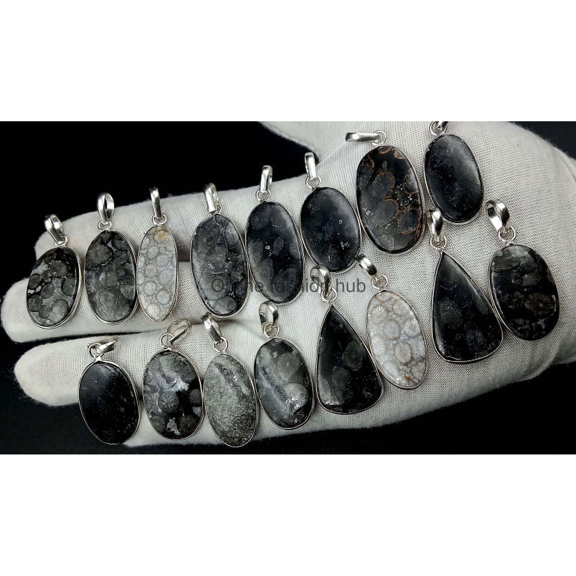 Kambaba Jasper Gemstone 925 Sterling Silver Plated Handmade Pendant 10 pcs