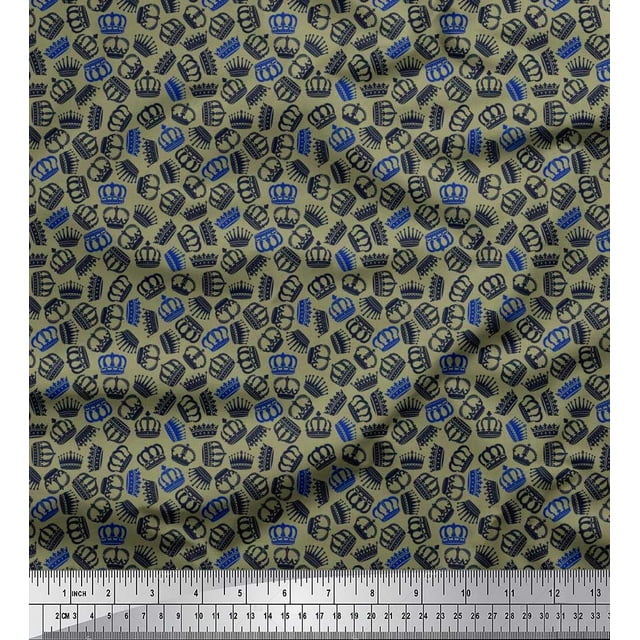 Soimoi Georgette Viscose Fabric Crown Victorian Style Print Fabric by Yard 42 Inch Wide