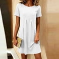 thumbnail image 2 of Byworldtasic Women's 2026 T Shirt Dress Summer Casual Flowy Short Sleeve Ruched Waistline Round Neck Going Out Dress, 2 of 7