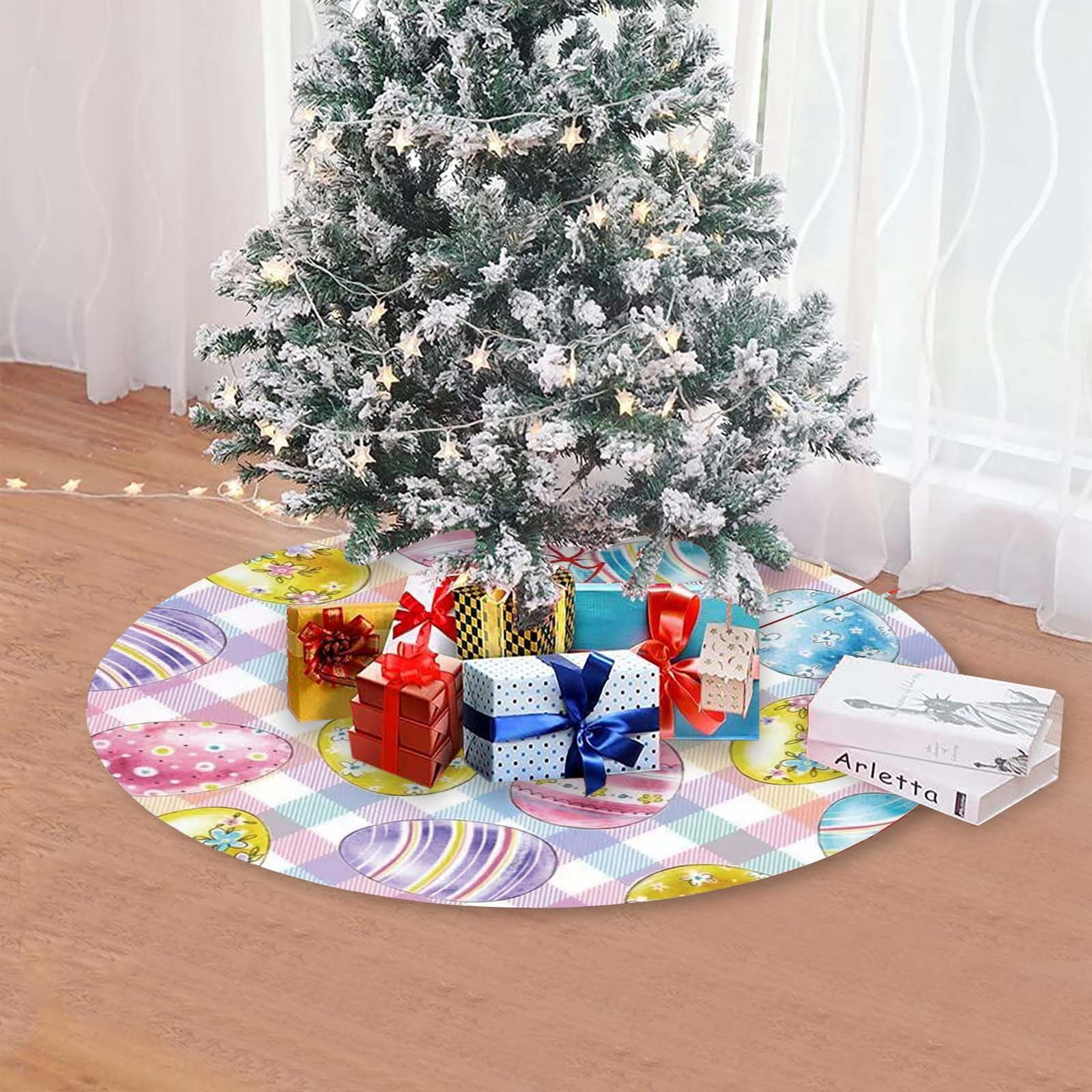 Binwennn Easter Tree Skirt Spring Easter Egg Bunny Tree Skirt For