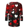 thumbnail image 5 of Valentine's Day Holiday T-Shirts for Womens Cute Heart 3/4 Sleeve Tops Fashion Going Out Tee Shirts, 5 of 5