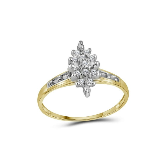Diamond Princess 10kt Yellow Gold Womens Round Diamond Marquise-shape Cluster Ring 1/10 Cttw