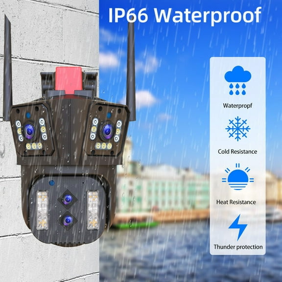 8K 16MP WiFi IP Camera Outdoor Four Lens CCTV Wireless Home Security PTZ IR Cam