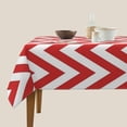 thumbnail image 5 of White and Red Chevron, Zig Zag Design Soft Tablecloth Square Dinng Table Covers for Kitchen & Table Linens 52" x 52", 5 of 8
