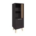 thumbnail image 2 of 47" High One Door Cabinet With Two Open Shelves - Dark Oak. Compact 47.2" H X 16.5" W 13.8" D For Areas. And Stable Construction. Stylish Look Clean Lines. Ideal Various Rooms. Display, Closed, 2 of 5
