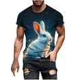 thumbnail image 2 of Mens Shirts Plus Size under $5 Easter Print Short Sleeve Round Neck T-Shirt Stylish Casual Tee Dark Blue XXL, 2 of 5