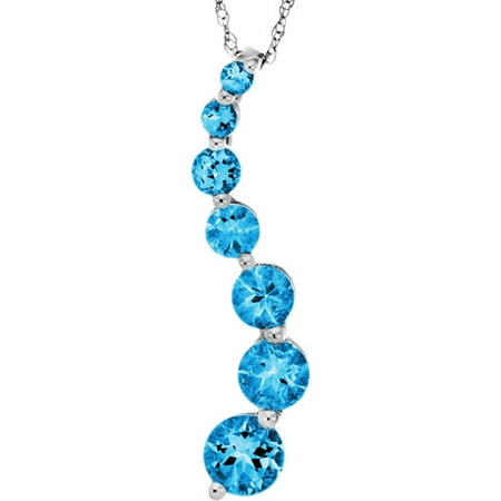 1.864 Carat T.G.W. Swiss Blue Topaz 10kt White Gold Journey Pendant, 18"