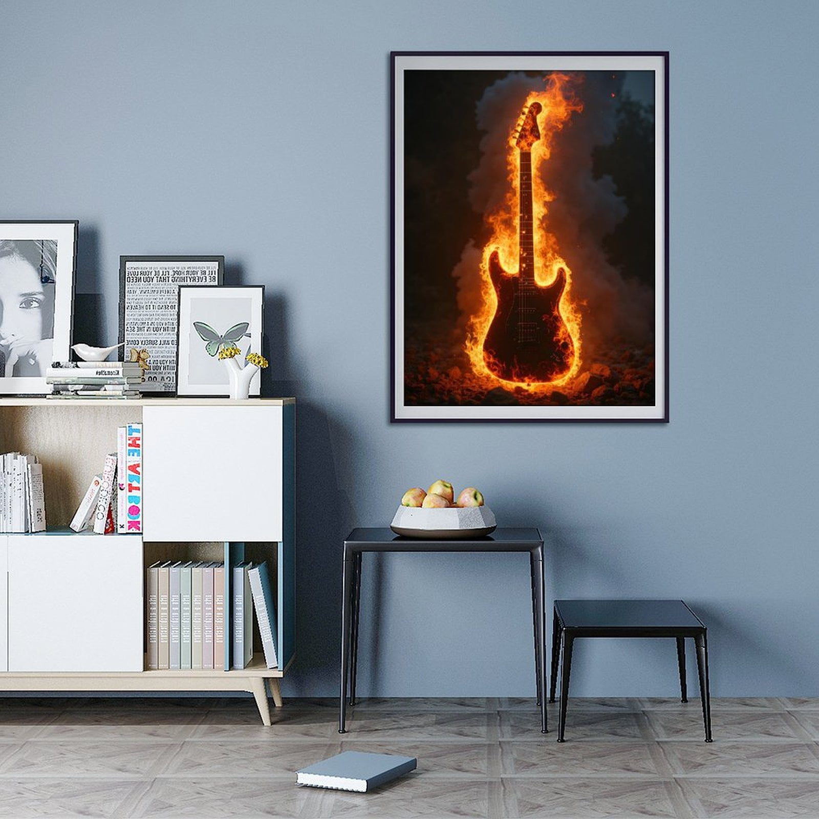 Diamond Art Kits for Adults - 5d Electric Guitar Ablaze Fiery Rock Diamond Painting for Adults, Diamond Art for Adults Beginners, Diamond Painting Kits for Adults for Home Wall Decor