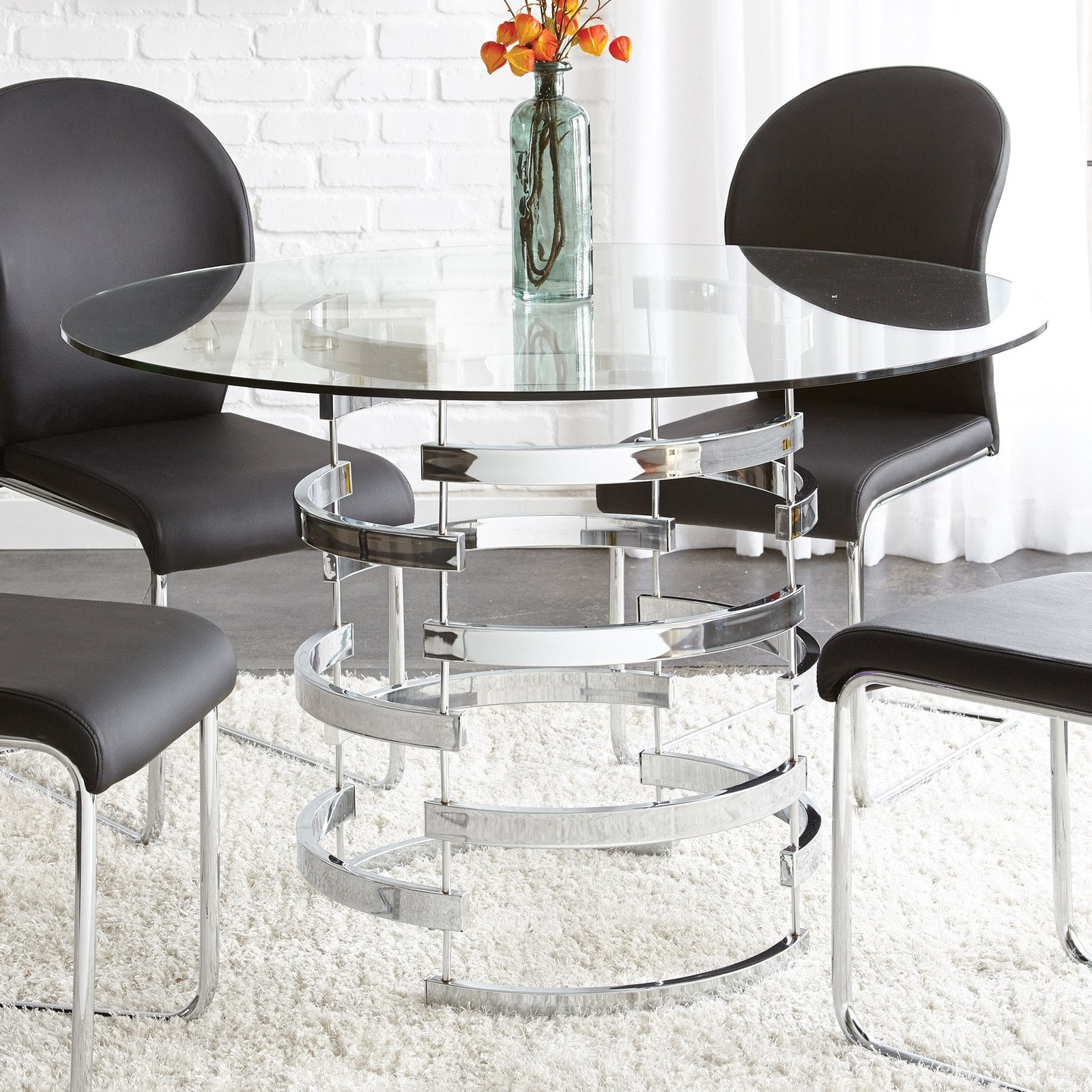 Steve Silver Tayside Tempered Glass Top Dining Table