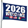 thumbnail image 1 of Yanonmyfd World Cup 2026 Merchandise,World Cup Flag 2026,World Cup Decorations for Party Photo Booth and Football Event,5×3 FT Yard Sign Garden Outdoor Flag,The Gift for Football Fans (style4), 1 of 11