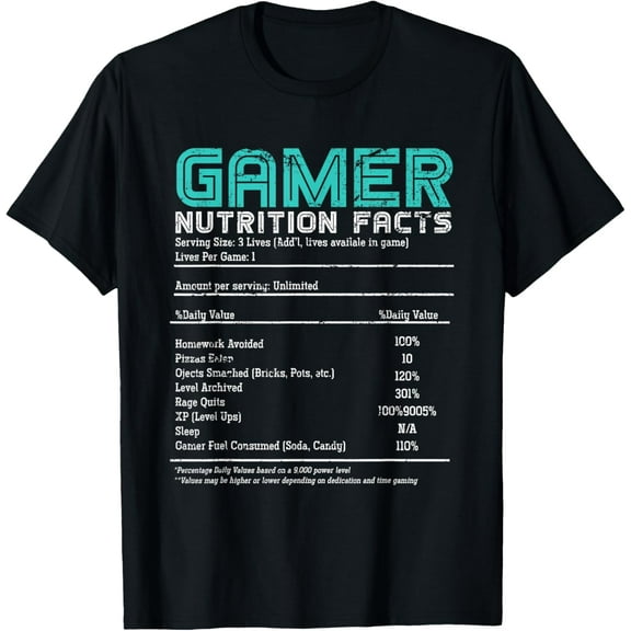 Playful Comfort Tee - Video Gaming Funny Gamer Nutrition Facts Gift Gamer T-Shirt