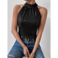 thumbnail image 4 of Halter Neck Sequined Vest Women's Slim-Fit Versatile Top, 4 of 5