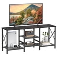 thumbnail image 1 of Soporte de TV JARHETUN para TV de 55 pulgadas con estantes abiertos de 3 niveles, negro, 1 of 7