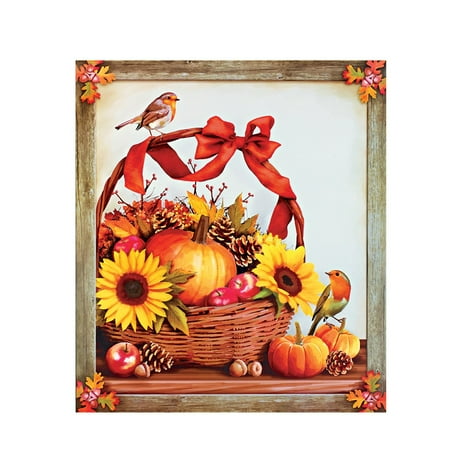 Mothers Day Sunflower Removable Harvest Basket Arrangement with Pumpkins and Sunflowers, Dishwasher Magnet ()