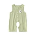 thumbnail image 2 of Toddler Romper Boys Summer Sleeveless Stretchy Round Neck Romper Toddler Jumpsuit Light Green 3-4 Years, 2 of 7