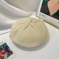 thumbnail image 4 of Boina para mujer, gorro estilo francés, gorro de invierno cálido, forro de lana, gorro de punto, retro, suave, color puro, salvaje, 4 of 8