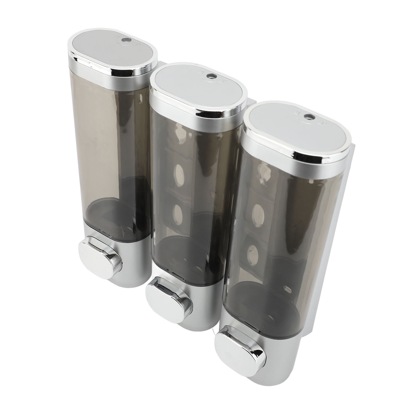 3 in 1 300ml Press Liquid Soap Dispenser Wall Mount Bathroom Shower Shampoo Hair Conditioner Container Silver