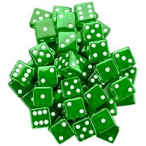 Classic Six-Sided Board Game d6 Pipped Dice, 19mm Green, 5-dice