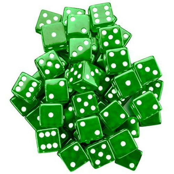 Classic Six-Sided Board Game d6 Pipped Dice, 19mm Green, 5-dice