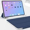 thumbnail image 5 of iPad 10.2 Inch 9 8 7 2021 2020 2019 [iPad 9th / 8th / 7th Gen ] A2197 A2270 A2602 Smart Magnetic Trifold Printed Pencil Holder Transparent Soft Silicone TPU Back Cover - Navy Blue, 5 of 7
