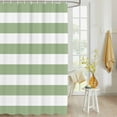 thumbnail image 4 of Fabric Shower Curtain, Geometric Sage Green Stripes Bathroom Curtain with 12 Hooks Waterproof No Bad Odor Machine Washable Bath Curtains for Bathroom, Spa Room, Background Cloth, 36"x72", 4 of 6