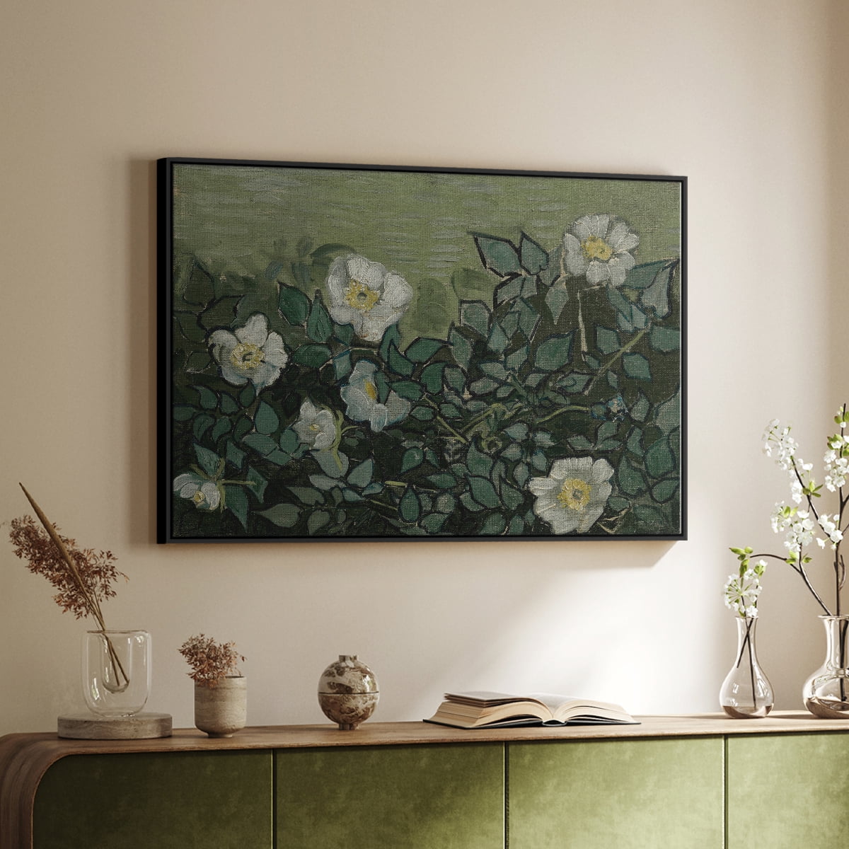 Vintage Botanical Print-LXXXV By Wexford Home Framed in Black Wood Gallery Wrapped Canvas 27 in. x 41 in.