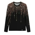 thumbnail image 4 of Women Causal T-shirt Sparkle Sequin Printed 3/4 Sleeve Crewneck Pullover Dressy Glitter Loose Tunic Tee, 4 of 4