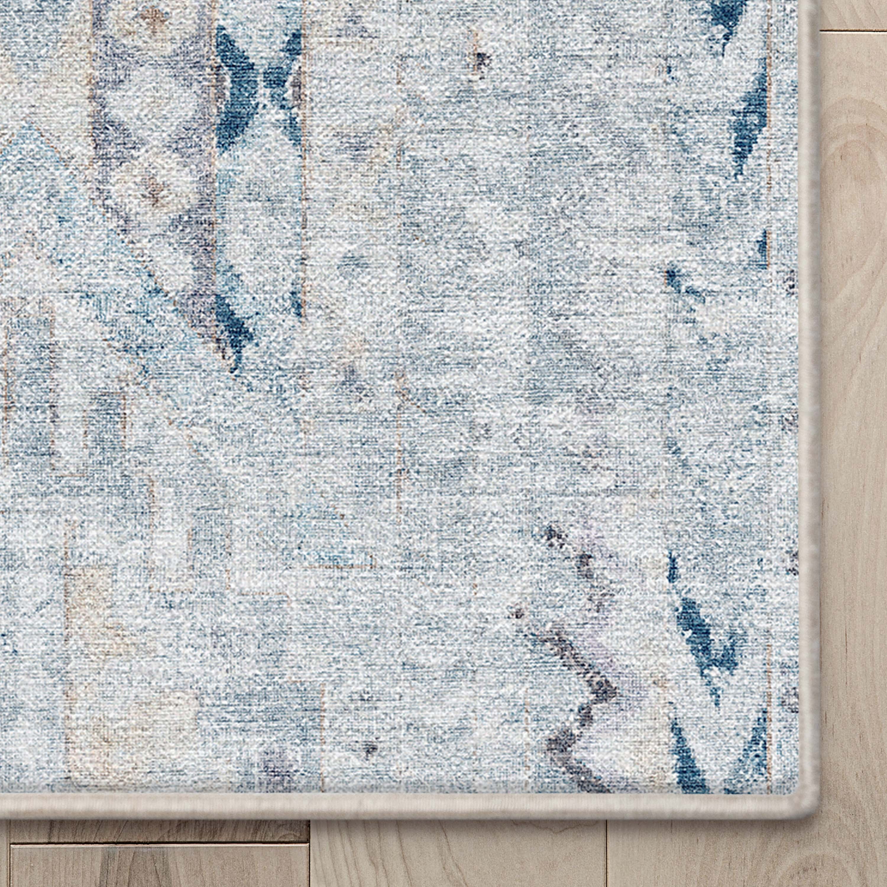 Well Woven Apollo Rodeo Vintage Medallion Tribal Blue Flat Pile Easy to Clean 5'3" x 7'3" Area Rug for Living Room Dining Room Bedroom and Kitchen