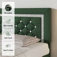 thumbnail image 2 of 4 EVER WINNER Queen Bed Frame, Upholstered Platform Bed Frame with Headboard and Footboard, Diamond Headboard and Footboard Design, Green, 2 of 7