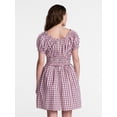 thumbnail image 4 of Time and Tru Women's and Women's Plus Cotton Peasant Mini Dress With Puff Sleeves, Sizes XS-4X, 4 of 6