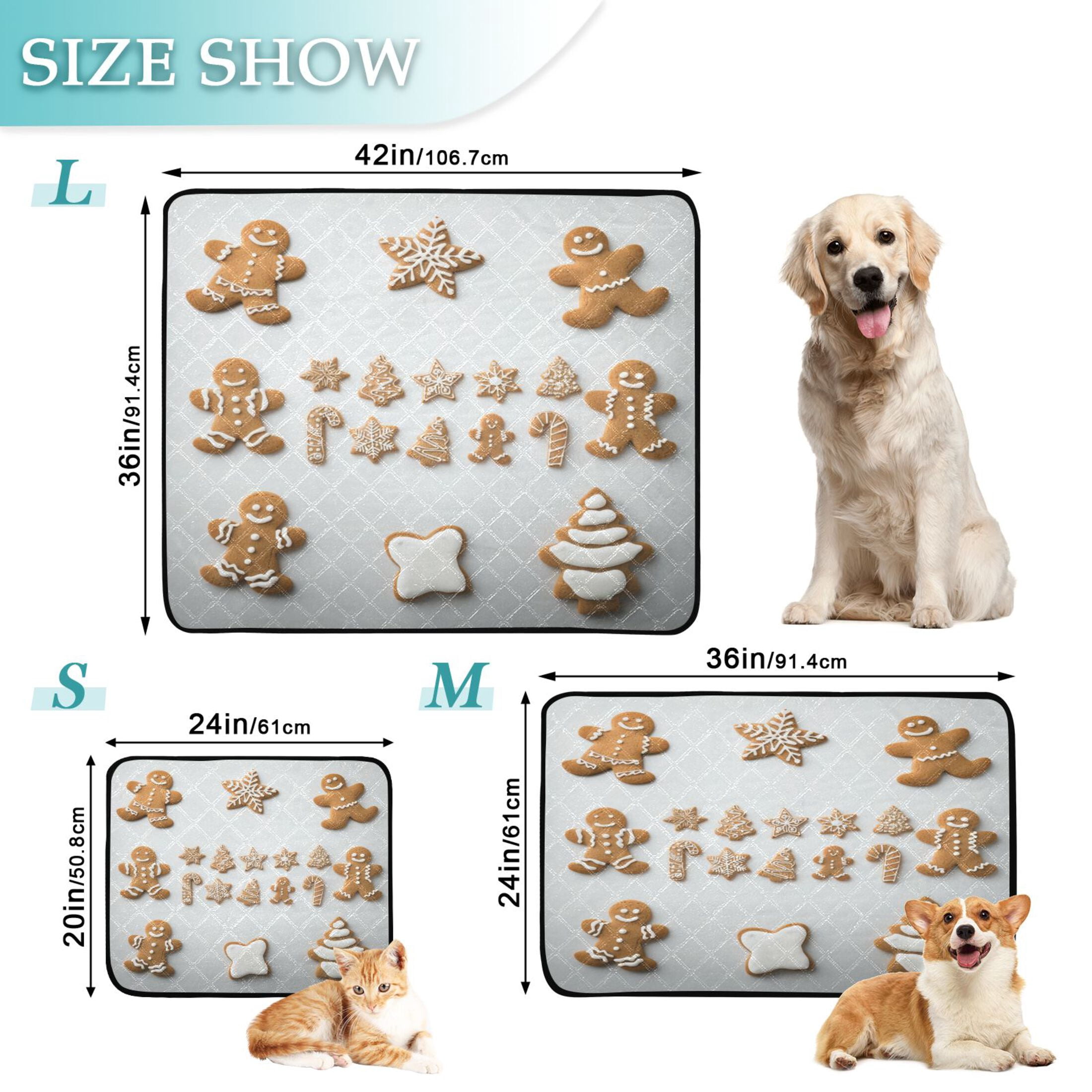 IAUYY Washable Pee Pads for Dogs Smallx3 Absorbent and Leak-Proof Non-Slip Reusable Puppy Pee Pads for Dogs Applicable to Playpen Potty Crate Snowflakes Characters