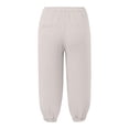 thumbnail image 3 of Girls Linen Capri Pants - Summer Loose Joggers Elastic High Waist Beach Capris Casual Cropped Trousers with Pockets for Kids Youth，Age 4-15 (Beige/110), 3 of 4