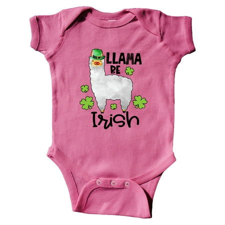 

Inktastic St. Patrick s Day Llama Be Irish with Green Shamrocks Gift Baby Boy or Baby Girl Bodysuit