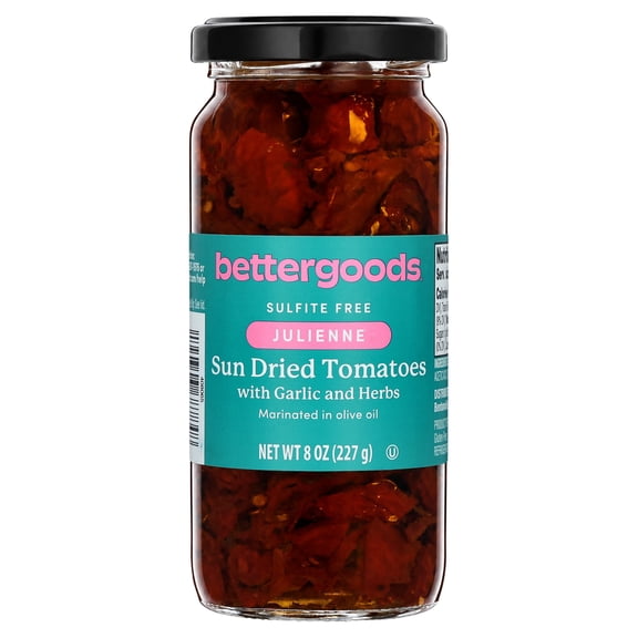 bettergoods Julienne Sun Dried Tomatoes in Olive Oil with Garlic and Herbs, 8 oz