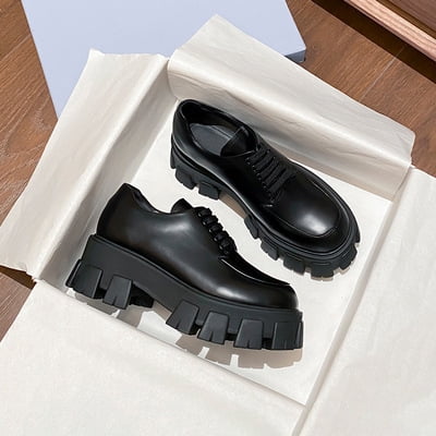 

Sheepskin Version ~ French Genuine British Round Toe Casual Thick Bottom Increased Oxford Small Shoes Women‘s Lace-up JK Loafers