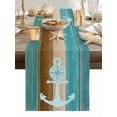 thumbnail image 5 of Nautical Coastal Anchor Compass Table Runner 13x70in Non-Slip Cotton Linen Table Runners, Vintage Colorful Wooden Board Dresser Scarves TableRunner for Dinner Kitchen Dining Wedding Party, 5 of 9