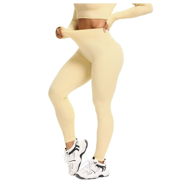 Leggings de entrenamiento para mujer: color liso, cintura elástica, poliéster, corte ajustado, pantalones deportivos informales de verano para correr/yoga, tallas S-M-L