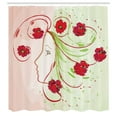 thumbnail image 2 of Ambesonne Flower Shower Curtain, Watercolor Poppy, 69"Wx84"L, Green Red, 2 of 4