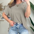 thumbnail image 6 of XuJwPNcy Womens Oversized T Shirts Summer Ribbed Knit Short Sleeve Tunic Tops Casual Loose Plus Size Tees, 6 of 7