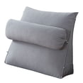 thumbnail image 2 of 18" x 18" x 8" Fabric Cotton Waist Wedge Pillow Support Neck Backrest Cushion Headboard w/ Pocket and Zipper Design, 2 of 5