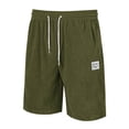thumbnail image 6 of Wyobmus Mens Corduroy Shorts Casual Short Drawstring Elastic Waist Lightweight Summer Beach Shorts with Pocket Olive Green, 6 of 7